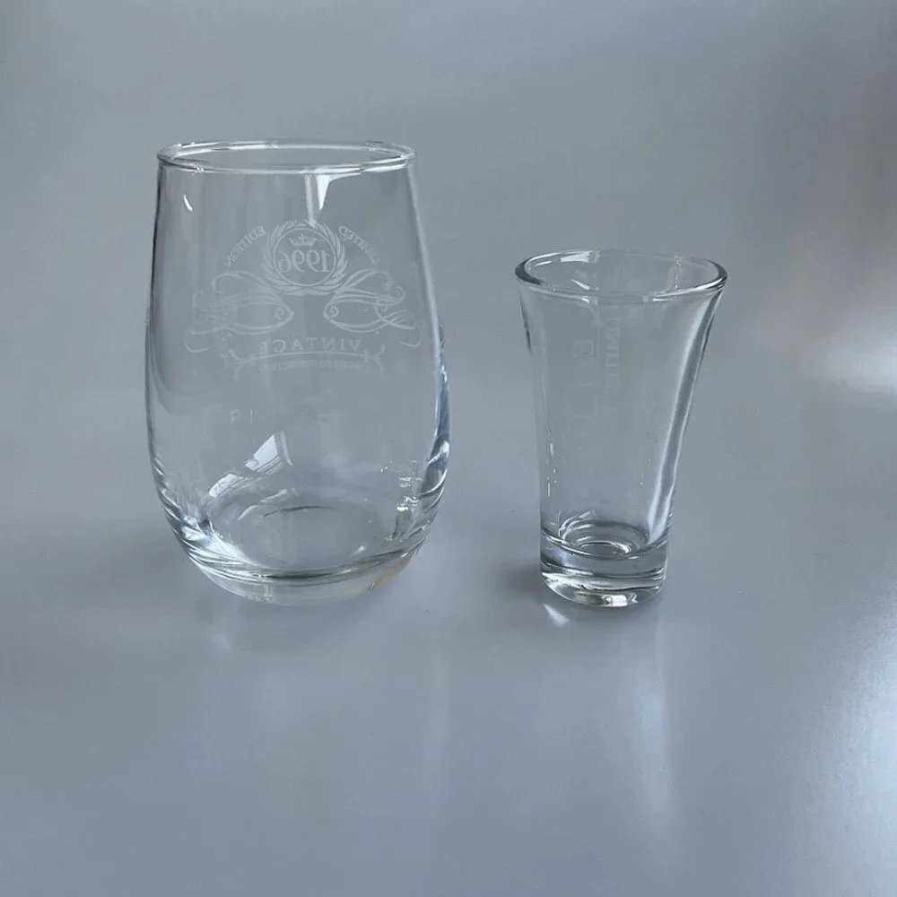 1996 WINE GLASS MATCHING SHOT GLASS PARIS PRODUCTS LIMITED EDITION